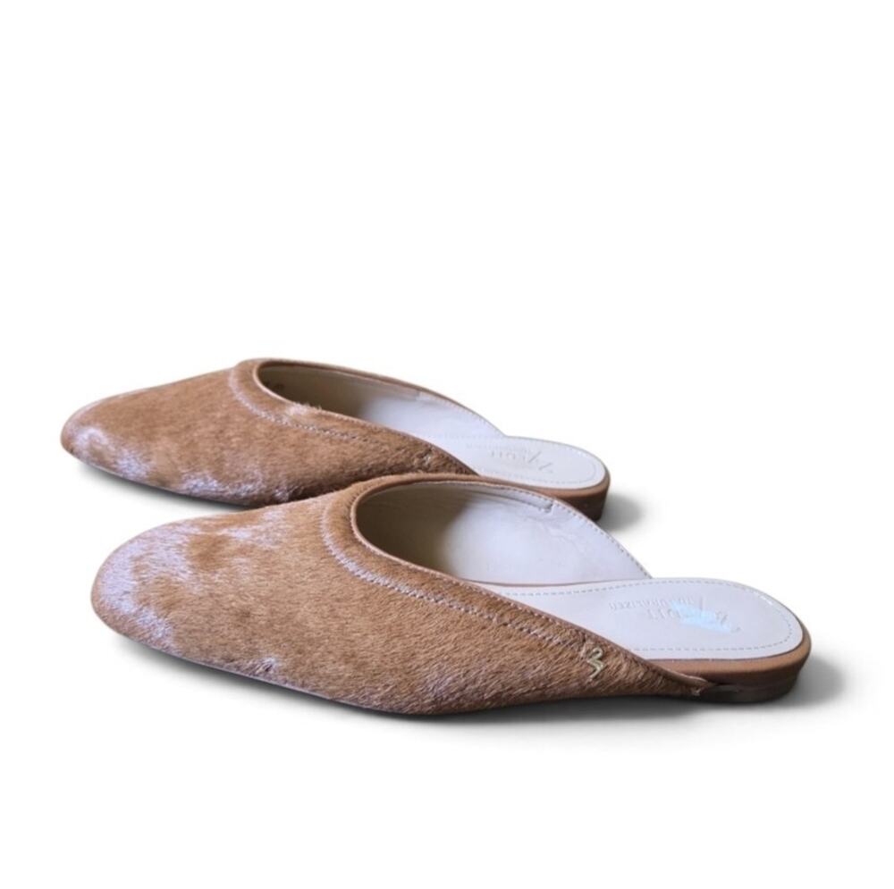 NWOT 27 Edit Naturalizer Carla Ballet Mule Cow Hair Leather Flats Tawny Brown 8W
